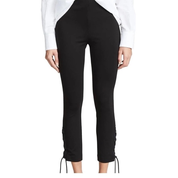 Rag & Bone Black Simone Lace-Up Cuff High Rise Skinny Cropped Pants - Picture 1 of 8
